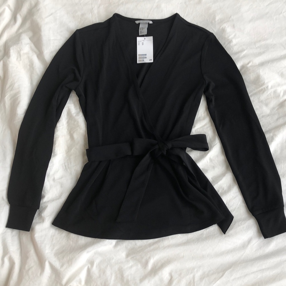NWT Black Wrap Blouse